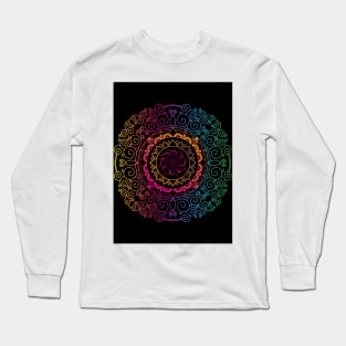 Colourful Mandala Graphic Hindi Art Design Long Sleeve T-Shirt